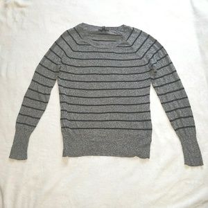 Gray and Black Striped Knit Sweater